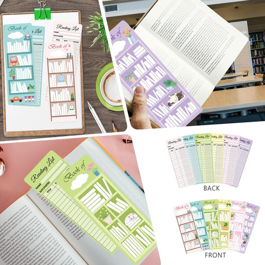 60pcs Reading List Bookmark Bookshelf Design Bookmarks 3x8 Inch 2025 Personal Libraries Reading Page Cards Bookmarks Book Tracker Notecards Book Accessories for Reading Lovers