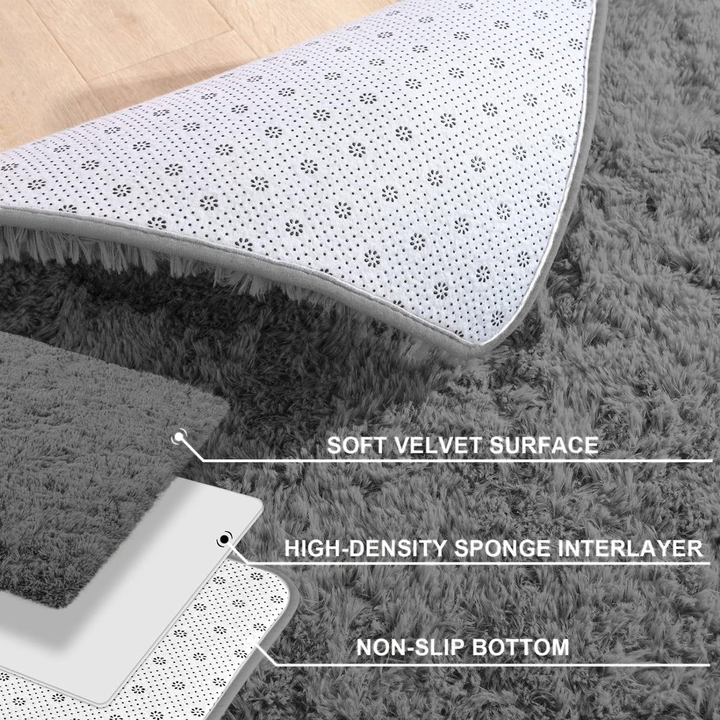 Kelarea Area Rug for Living Room, 5x8 Non-Slip Dark Grey Rug Fluffy Soft Shag Rugs, Fuzzy Shaggy Plush Carpet for Bedroom, Nursery Rooms, Home Dorm