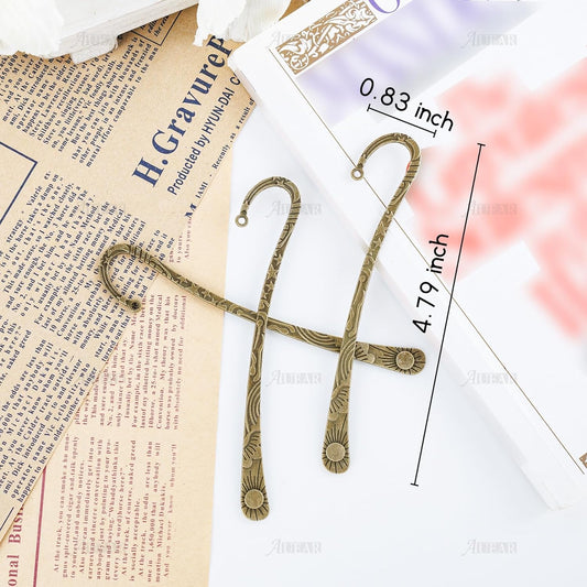 AUEAR, 20 Pack Metal Bookmarks Carved Hook Bookmark Vintage Book Markers with for Reader (Bronze)