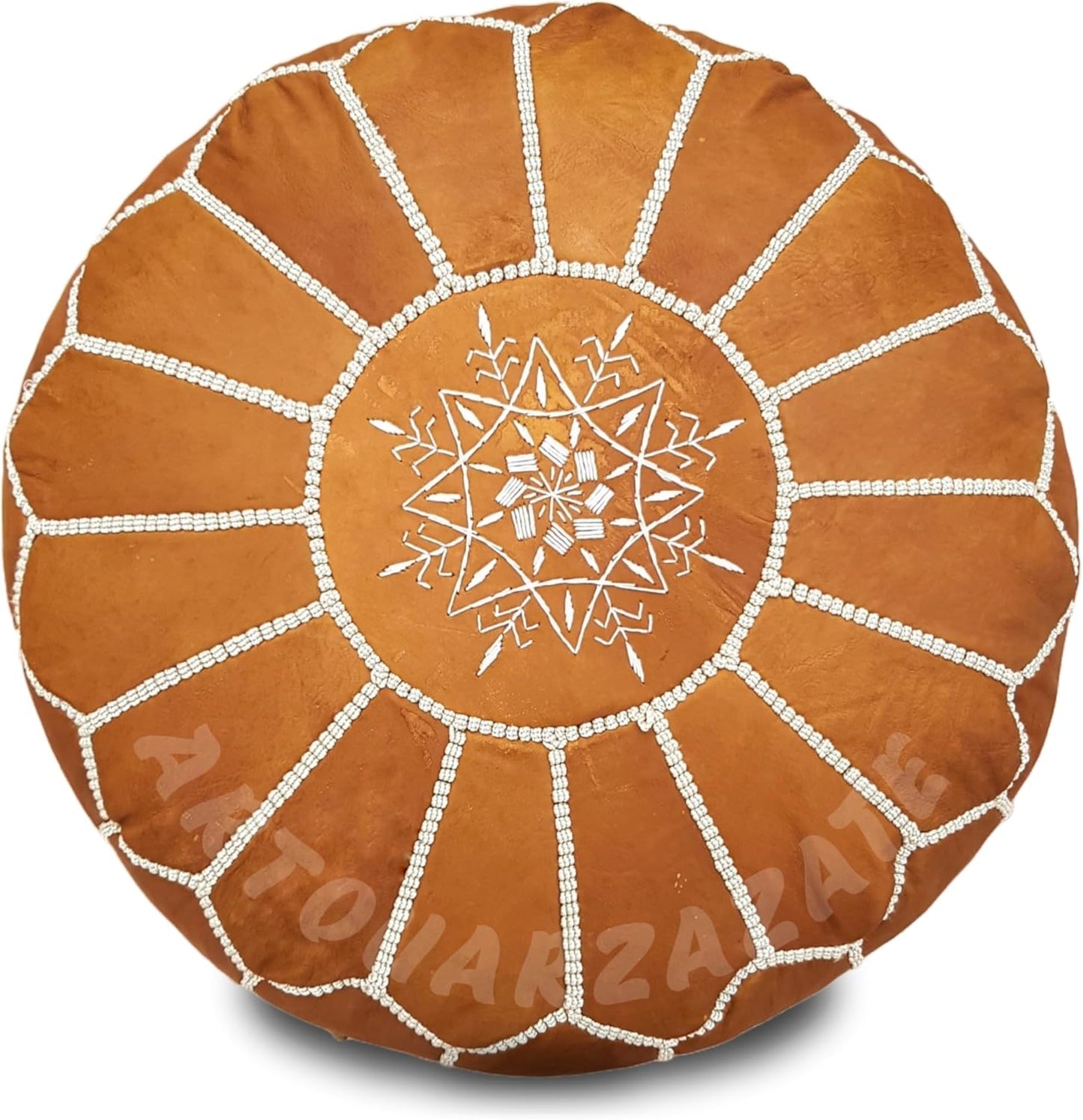 ARTOUARZAZATE Premium Moroccan Leather Ottoman Pouf Cover, Ottoman Footstool Hassock 100% Real Natural Leather pouffe, Home Gifts, Wedding Gifts, Foot Stool (Brown)