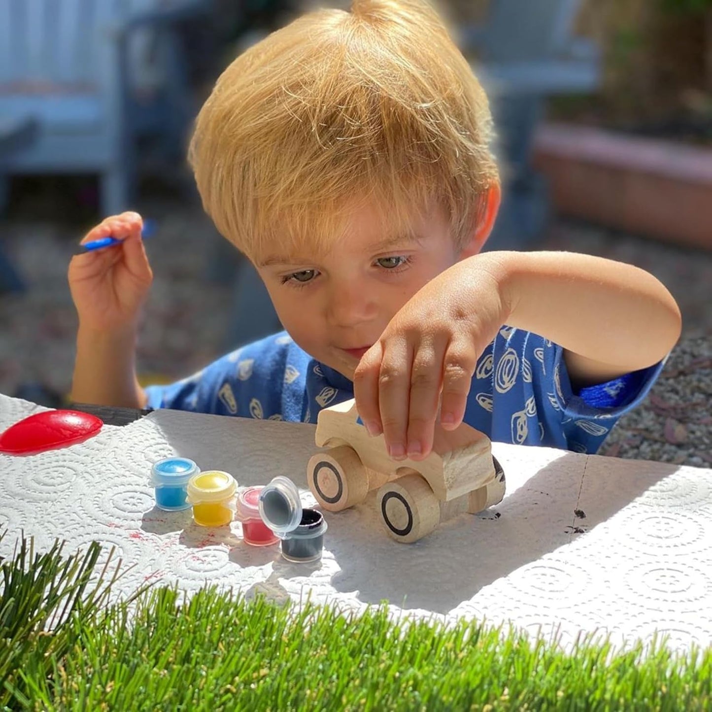 Melissa & Doug Created by Me! Paint & Decorate Your Own Wooden Vehicles Craft Kit For Kids 2 Pack – Monster Truck, Train