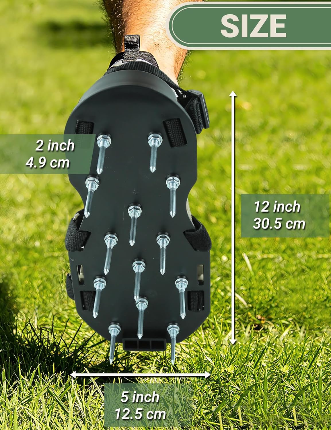 Lawn Aerator Shoes for Lawn, Soil Yard Aerator Tool with Hook & Loop Straps for Effectively Aerating, One Size Fits All Free-Installation Lawn Shoes for Yard Garden Patio Grass