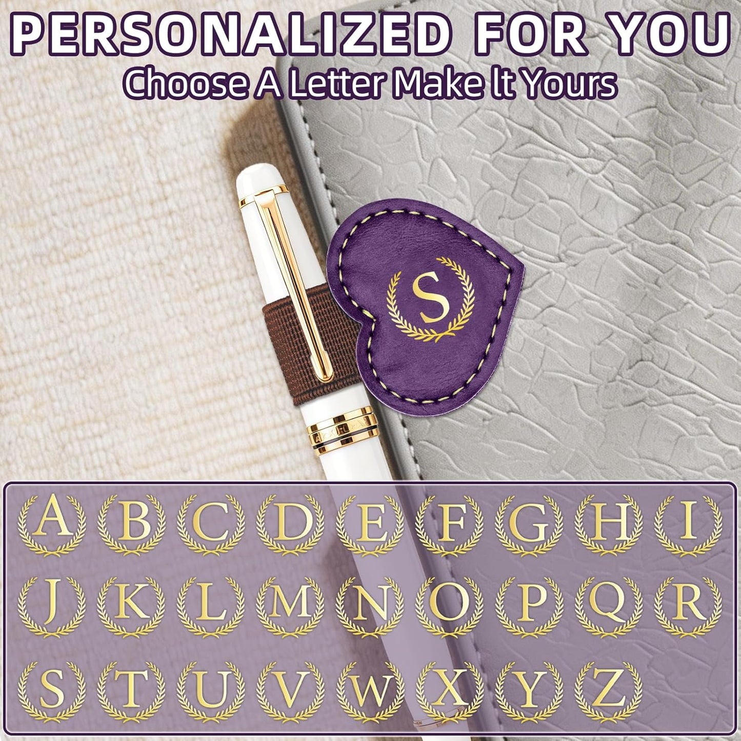 Bygone Mark Bookmark with Pen Holder,Personalized Magnetic Leather Bookmark,Vintage Magnetic Book Mark,PU Bookmarks,Clip Book Accessories,Gifts for Women Men-S