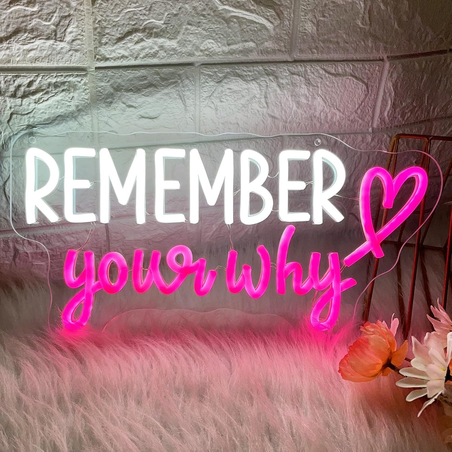 Neon Sign Remember Your Why Neon Sign Dimmable Neon Light Sign for Wall Motivational Wall Art Neon Light for Office, Bar, Gym, Cool Neon Light Sign for Party, Events, Birthday Gifts