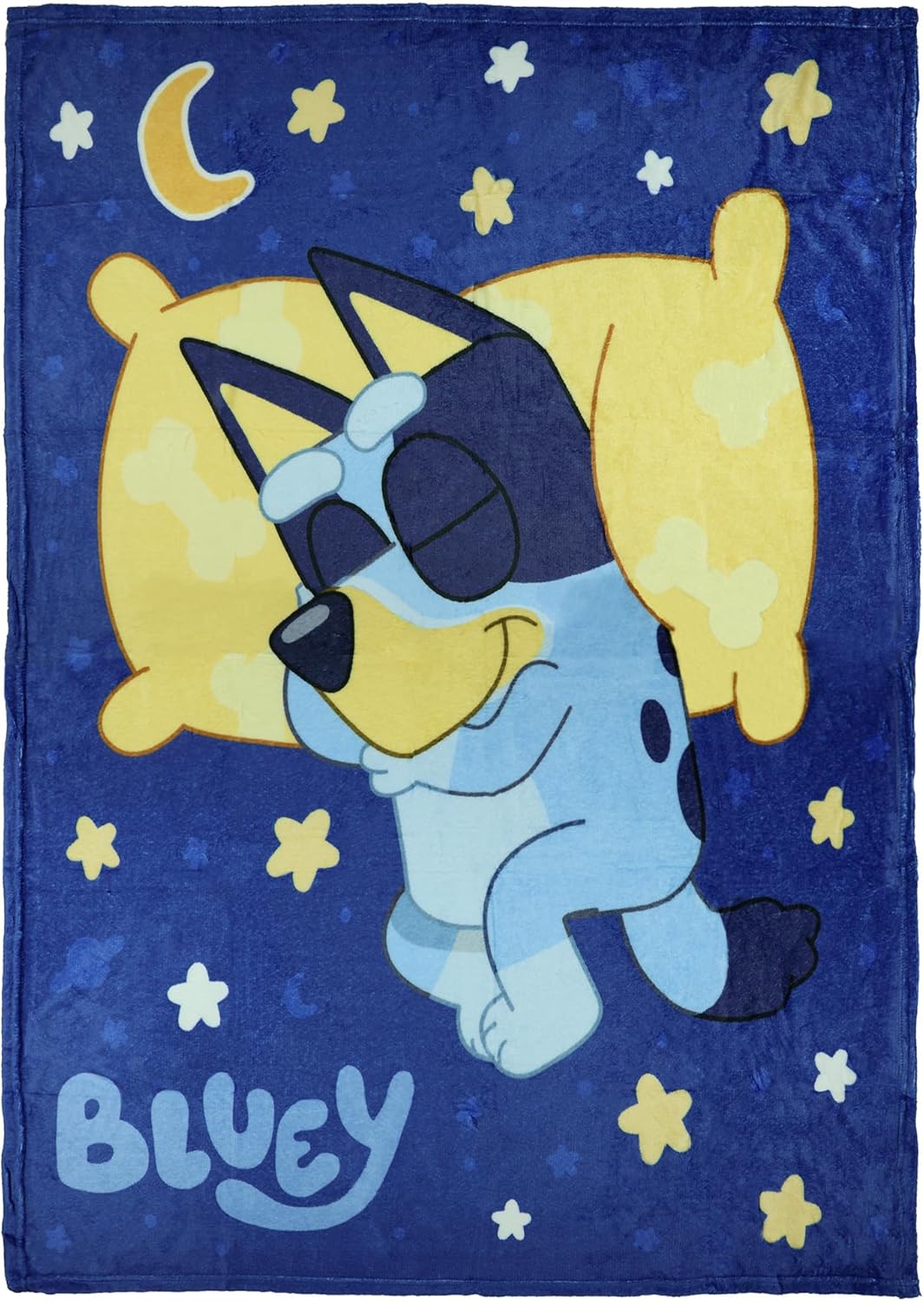 Bluey Blanket Sleepy Blue Night Soft Plush Micro Raschel Throw 46" X 60"