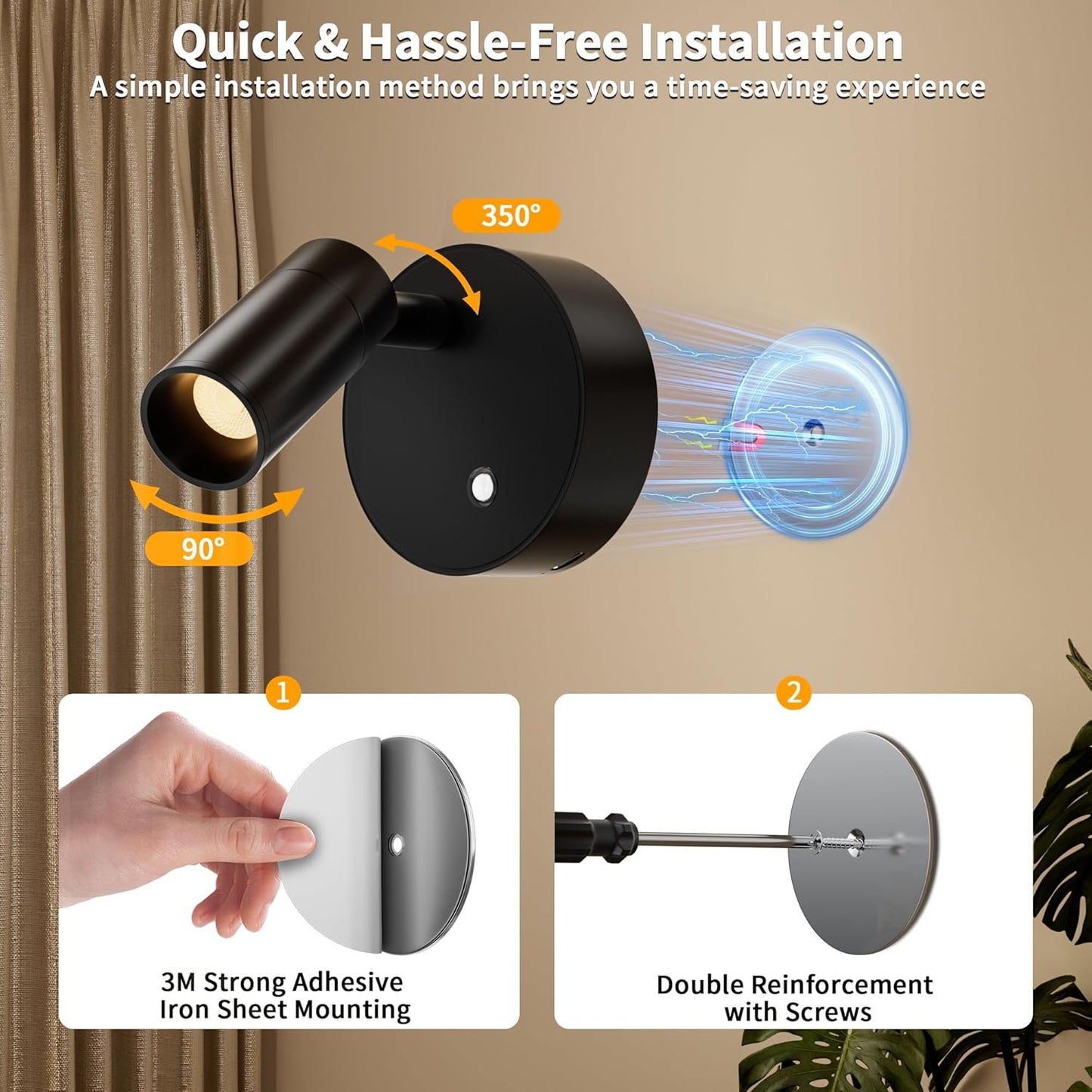 LED Rechargeable Spotlight Indoor, Battery Operated Spot Lights with Remote Control & Timer, Small Dimmable Wireless Wall Lamp Accent Lighting for Pictures Plant Artwork Reading Black 2 Pack