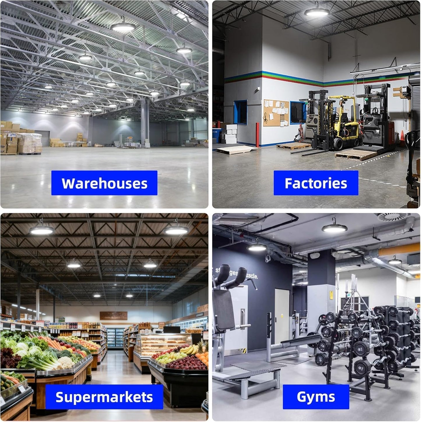 2 Pack LED High Bay Light 150W, 5000K UFO LED High Bay Light Fixture with US Plug [450W MH/HPS Equiv.] 120-277V, 19,500lm, IP65 Commercial Warehouse Area Light for Wet Location
