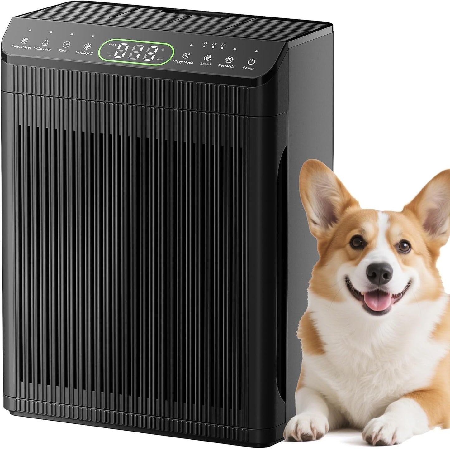Air Purifiers for Home Large Room, Air Purifier up to 2200sq.ft, PM2.5 Air Quality Display, Sleep Mode with Fragrance for Smoke Dust Odors, ET066, White, 1Pack+3Modes