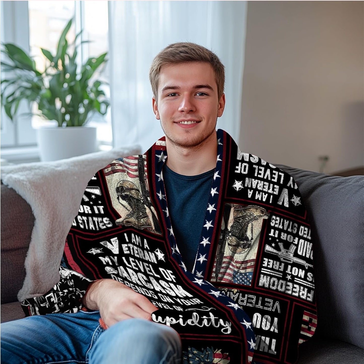 Veteran Gifts for Men Dad Husband, Fathers Day Birthday Retirement Gifts for Veterans, Navy/Army/Air Force Veteran Gifts, Hard Head Veterans Blanket 50"x60"