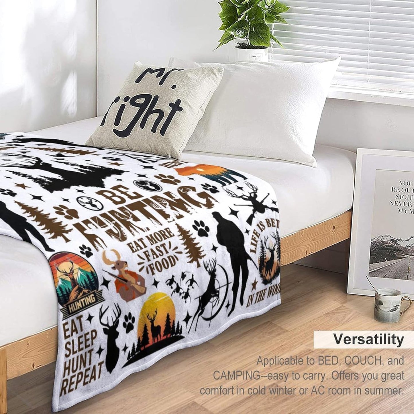 Hunting Blanket Deer Hunter Gifts for Men Husband Women,Hunting Gear Accessories Deer Throw Blankets,Unique Hunter Present for Hunters Dad Boys 60"x50"