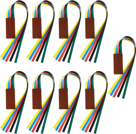 Outus 9 Pieces Bible Ribbon Bookmark Multi Ribbon Page Markers Artificial Leather Bookmark for Books(Colorful Ribbon)