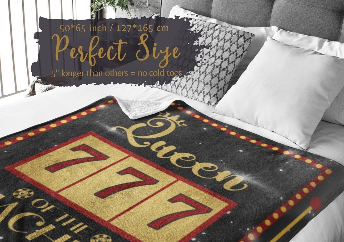 Queen of The Machine - 50" x 65" Casino & Slot Machine Throw Blanket for Women - Christmas & Birthday Gift