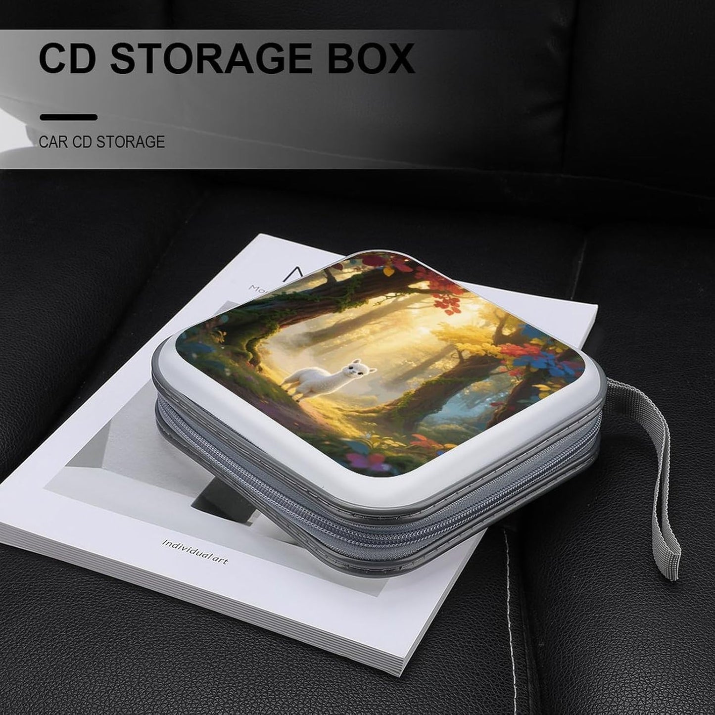 Llamazing Forest CD Case Portable Zipper CD Case 40 Capacity Hard Plastic DVD Cases Holder Large Storage Disc Wallet Bag for Car Home Travel DVD Collection Bag