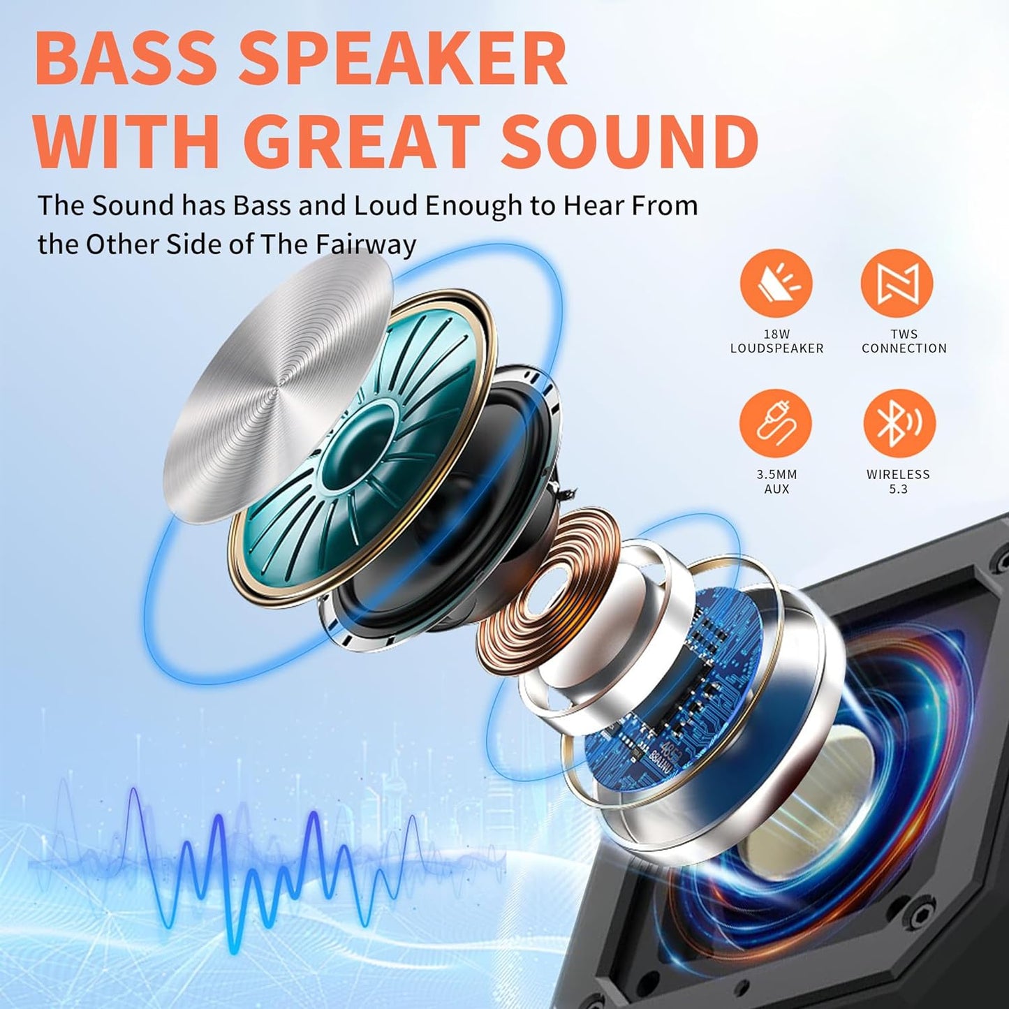 2-Pack Golf Cart Speakers with Storage Case, IPX7 Magnetic Golf Speaker 24H Playtime, 36W Loud Stereo Sound Magnetic Bluetooth Speaker for Golf Cart, Golf Gifts for Men