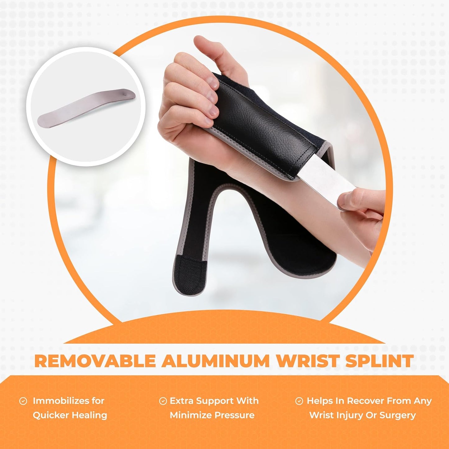 Carpal Tunnel Wrist Brace Left Hand - Adjustable & Breathable Wrist Support Brace for Carpal Tunnel, Tendonitis, Arthritis, Sprain & Fracture, Removable Aluminum Wrist Splint