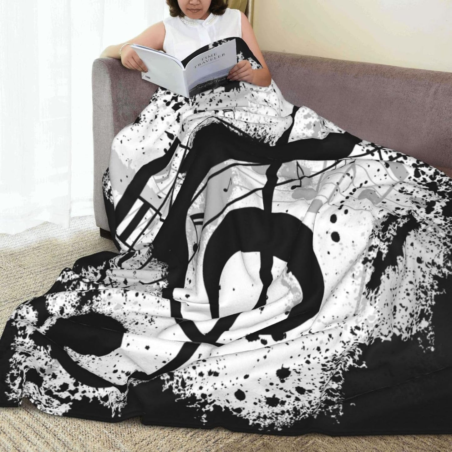 Musical Note Blanket Throw Blanket Flannel Lightweight Soft Plush Fuzzy Blankets for Bed Sofa Couch Livingroom Chair Car Travel Pet 50"x40"