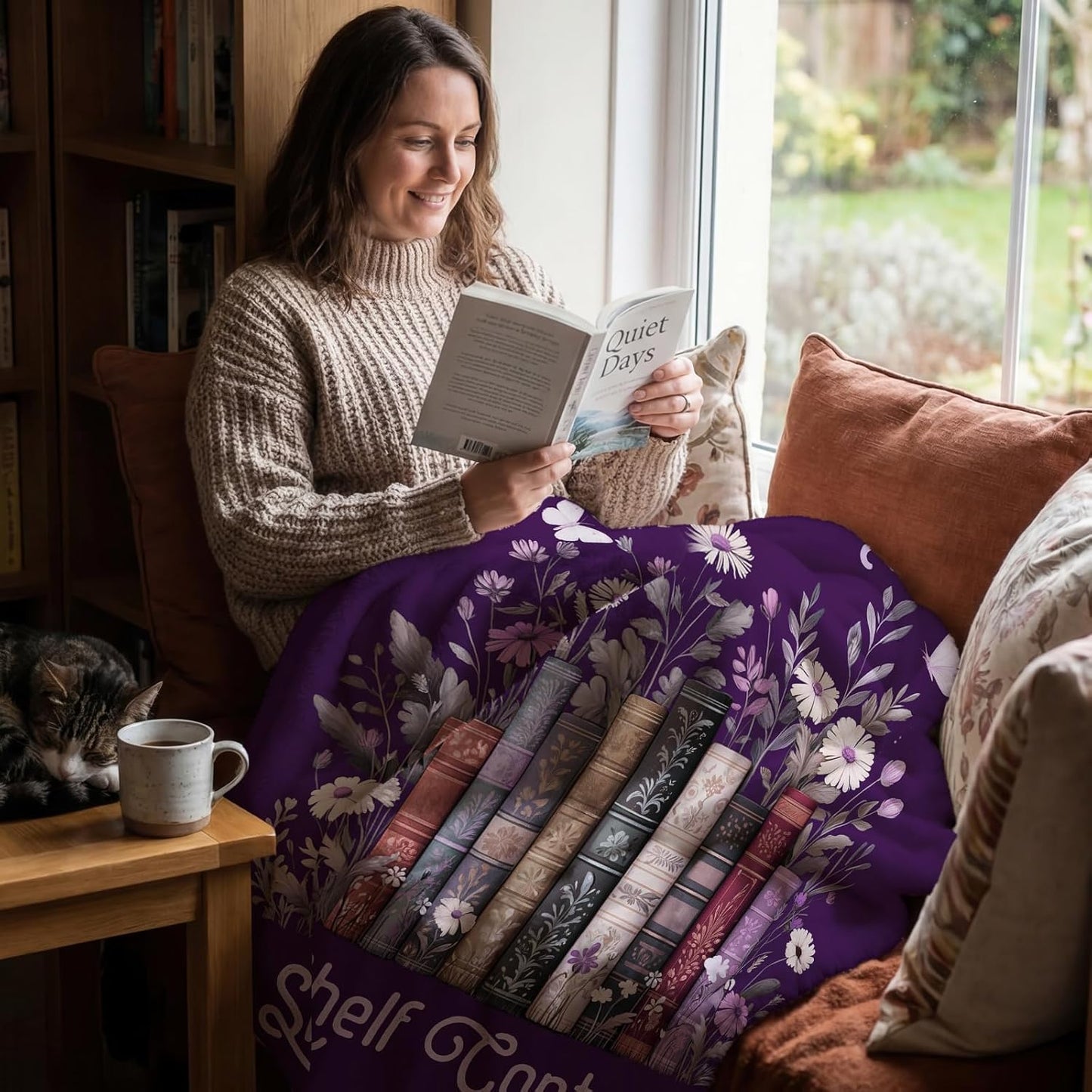 Book Lovers Gifts for Women, Reading Lovers Blanket, Reading Gifts, Bookworm Bookish Books Club Librarian Reading Gift, Reading Accessories for Book Lovers, Soft Bed Couch Decor Throw 50"x60"(Purple)