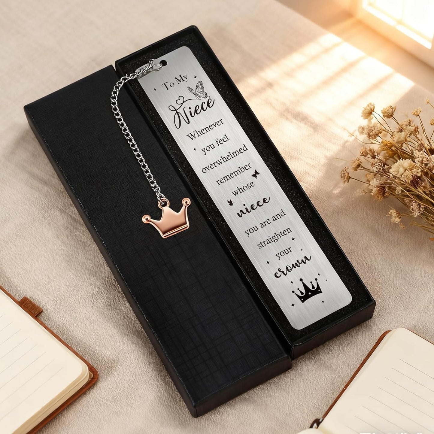 Niece Metal Bookmarks Gifts - Inspirational Niece Gifts from Auntie Uncle, Encouraging Graduation Wedding Birthday Going to College Christmas Accompany Present for Nieces from Aunt Uncle
