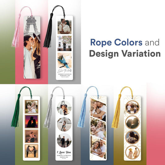 Personalized Bookmark with Photo - Custom Metal Bookmark for Book Lovers Readers Women (Metal & 4 Photo Collection)