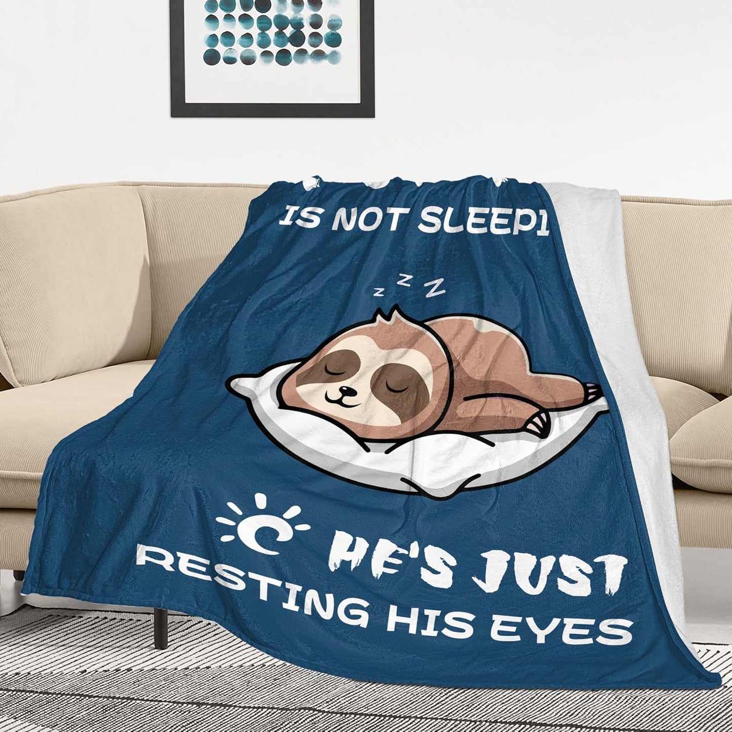 Pop Pop Birthday Gifts from Grandkids, Gifts for Pop Pop/Grandpa, Grandpa Birthday Gifts, Soft & Cozy Sloth Blanket Throw 60" X 50"