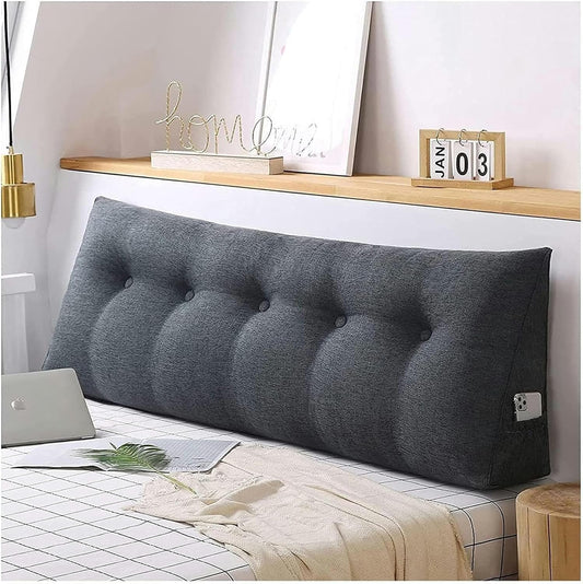 Bedside Reading Cushion, for Headboard Day Bed Bunk Bed with Removable Cover Wedge Pillow Triangular Positioning Support Bed Rest Pillows(Dark Gray,80 * 50cm)