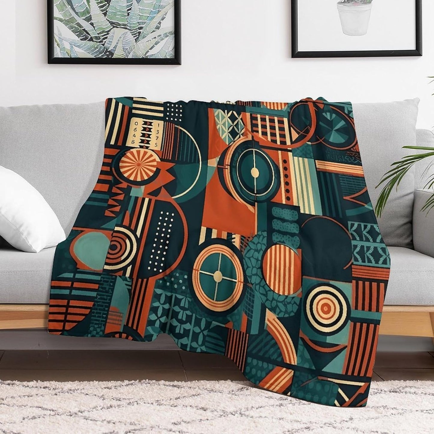 Patterns with Different Shapes Throw Blanket for Couch Super Soft Warm Lightweight Throw Blankets Cozy Flannel Bed Blanket Cute Decorative Blankets for All Seasons Home Decor Gift 50"*60"（130*150cm）