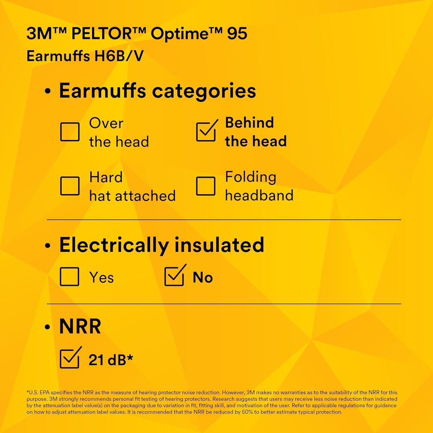 3M PELTOR Hearing Protection Optime 95 Earmuffs, Adjustable Earcups, E-A-Rfit Compatible, Stainless Steel