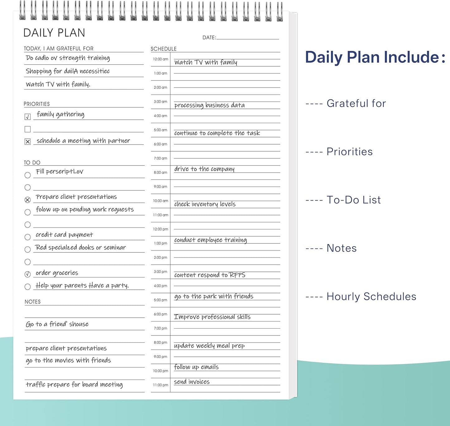 24 Hour Daily Planner with To Do List for Work & Personal Life,105 Days for Productivity Planner, No Bleed Everyday Planner, Daily Schedule, 6.5 x 9.8