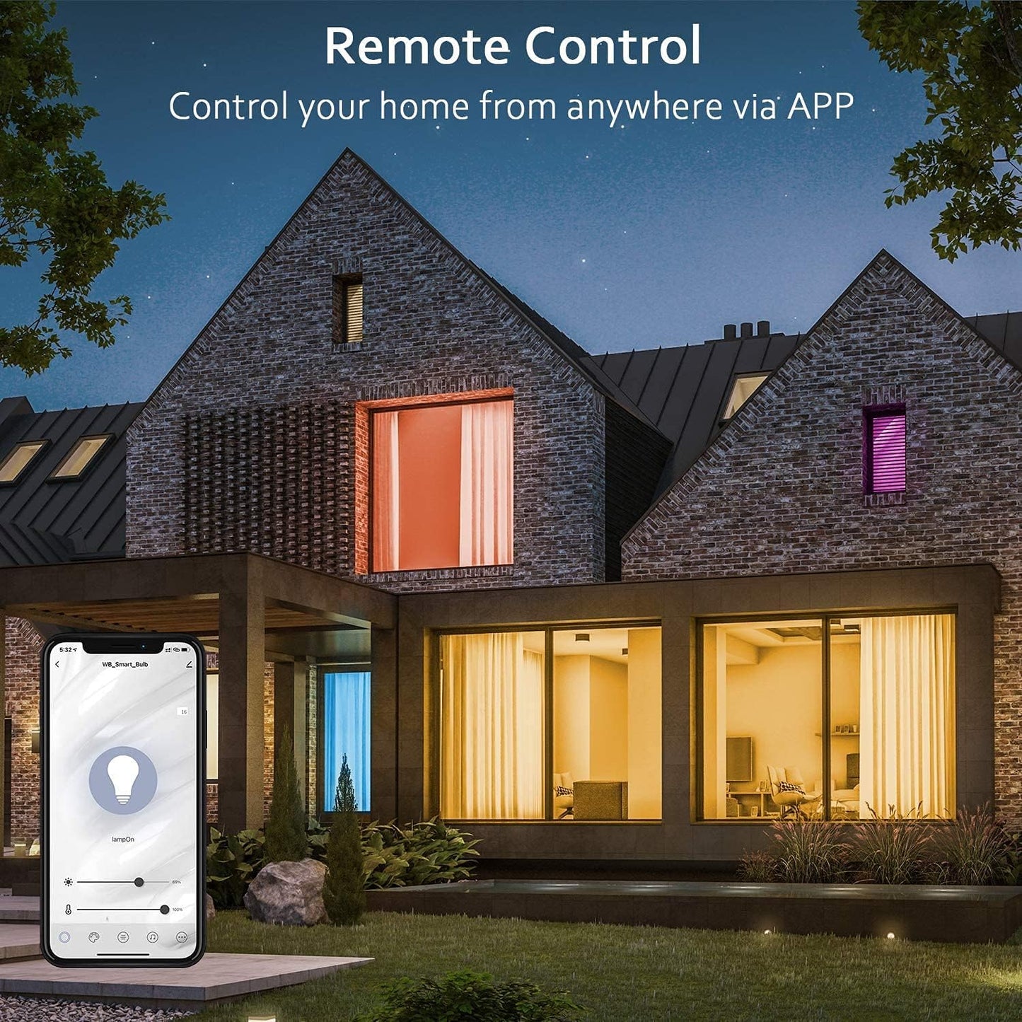 Peteme Smart WiFi Light Bulbs, Led RGB Color Changing Bulbs Compatible with Alexa, Siri,Echo, Google Home, A19 E26 60W Smart Bulbs 1 Pack