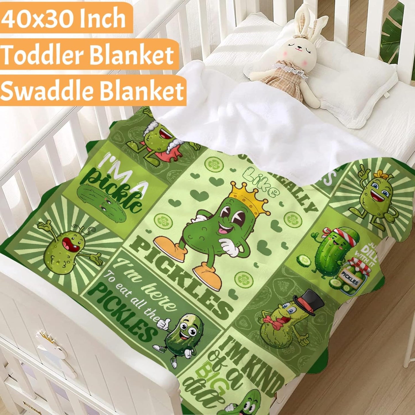 Pickle Blanket, Funny Pickle Gifts for Kids, I Just Really Like Pickles Themed Flannel Blankets, Soft Cozy Lightweight Throw Gifts for Pickle Lover Women Girls Boys 40x50 Inch for Kid