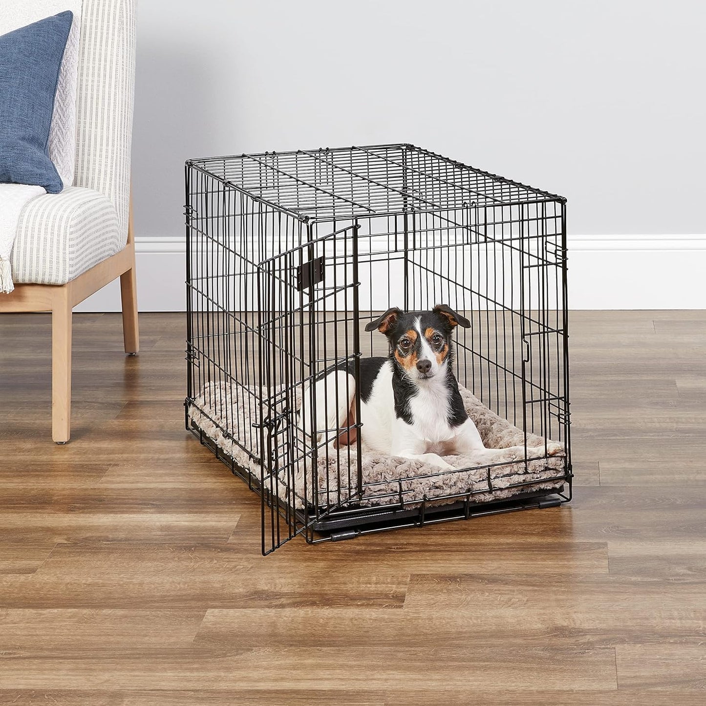 MidWest Homes for Pets 30-Inch iCrate for Medium Breeds, 21-40 lbs, Single Door Folding Dog Crate with Divider Panel, Leak-Proof Tray & Secure Latch, Portable, Durable & Easy to Assemble