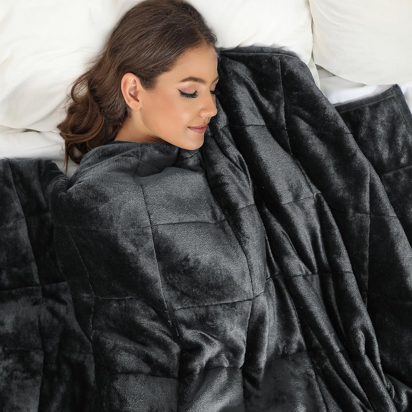 Alomidds Sherpa Fleece Weighted Blanket, Twin 15lbs Adult Weighted Blankets, Fuzzy Throw Blanket with Soft Plush Flannel, Heavy Blanket Microfiber for Bed Sofa, 48 x 72 inches Dark Grey