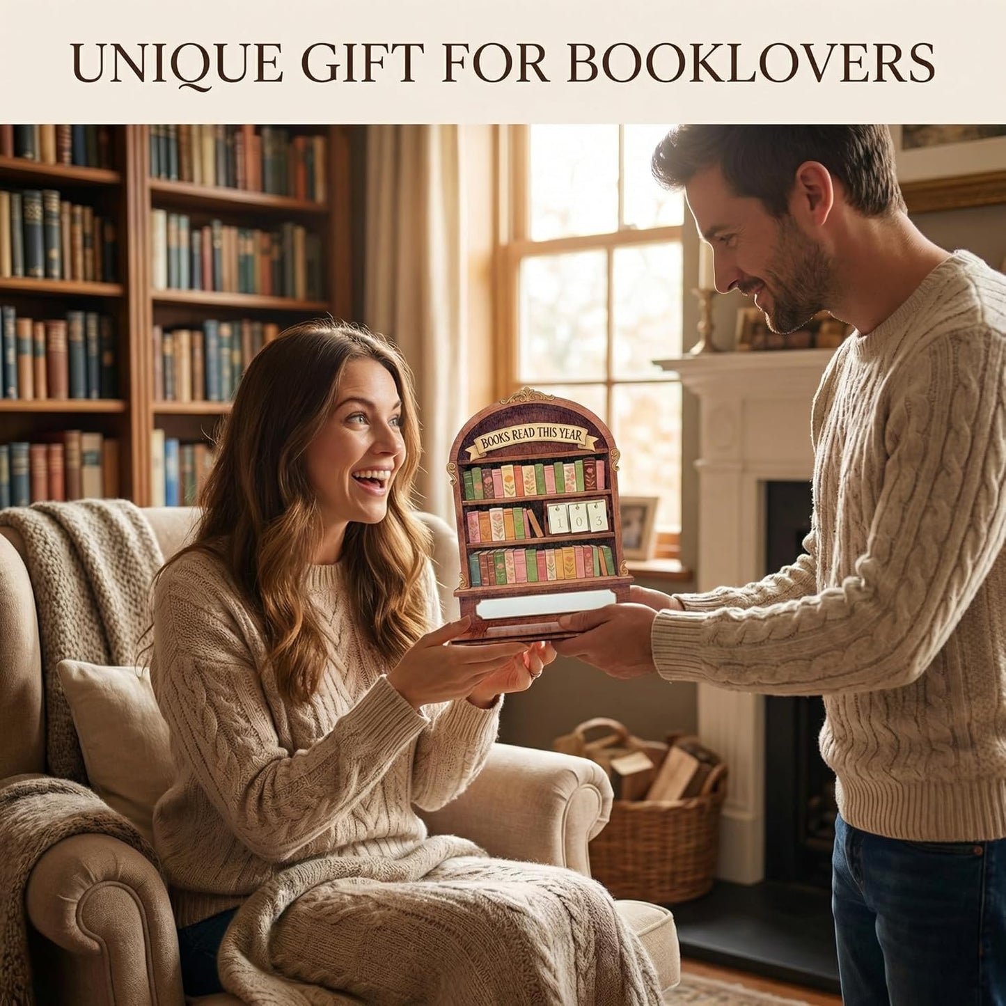 2 Pack Books Read This Year Counter, 9.8" Wooden Book Tracker for Bookshelf Decor, Aesthetic Bookish Gifts for Book Lovers Women, Bookworm Accessories, Book Club & Stocking Stuffers