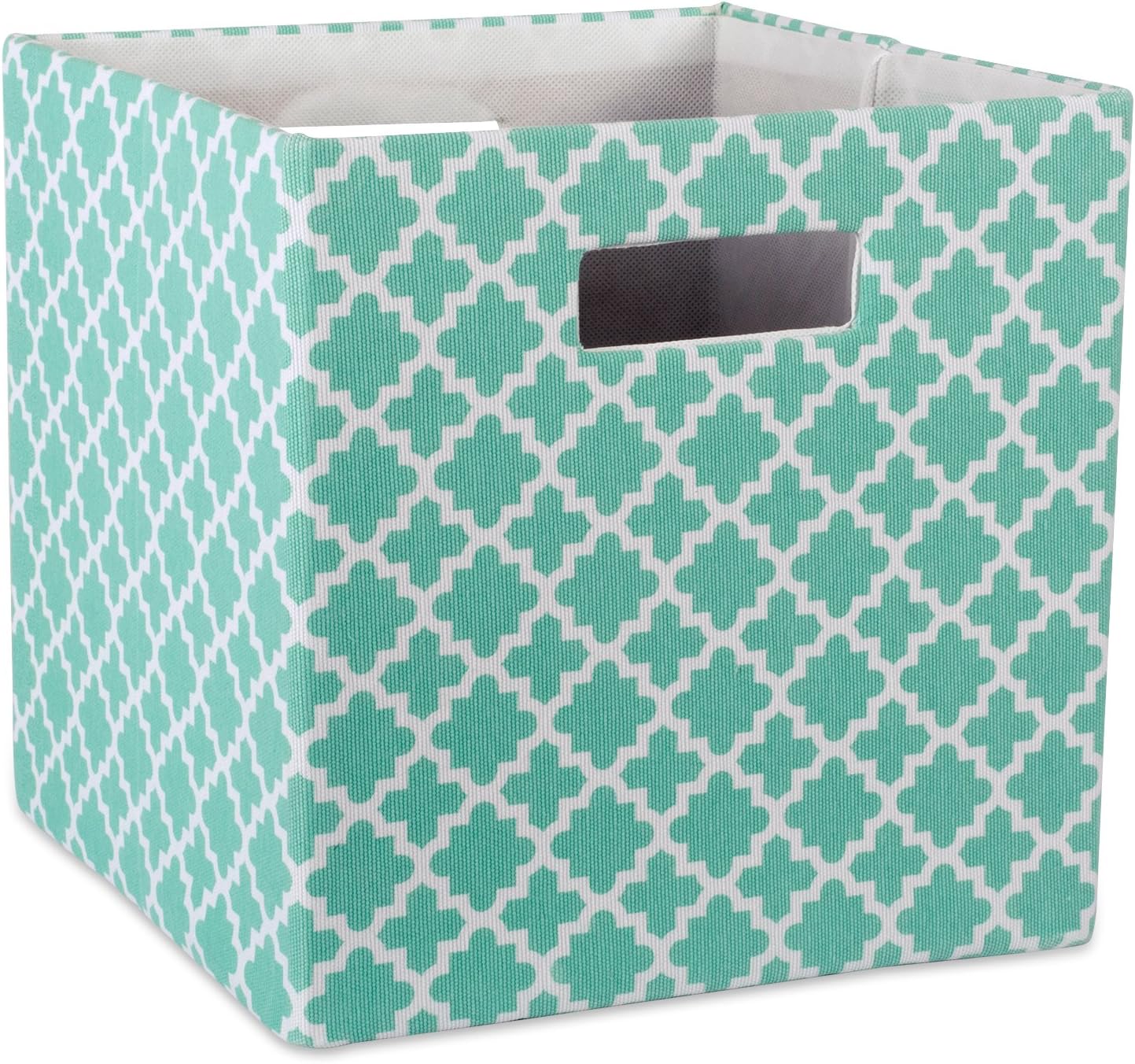 DII Hard Sided Collapsible Fabric Storage Container for Nursery, Offices, & Home Organization, (13x13x13) - Lattice Aqua