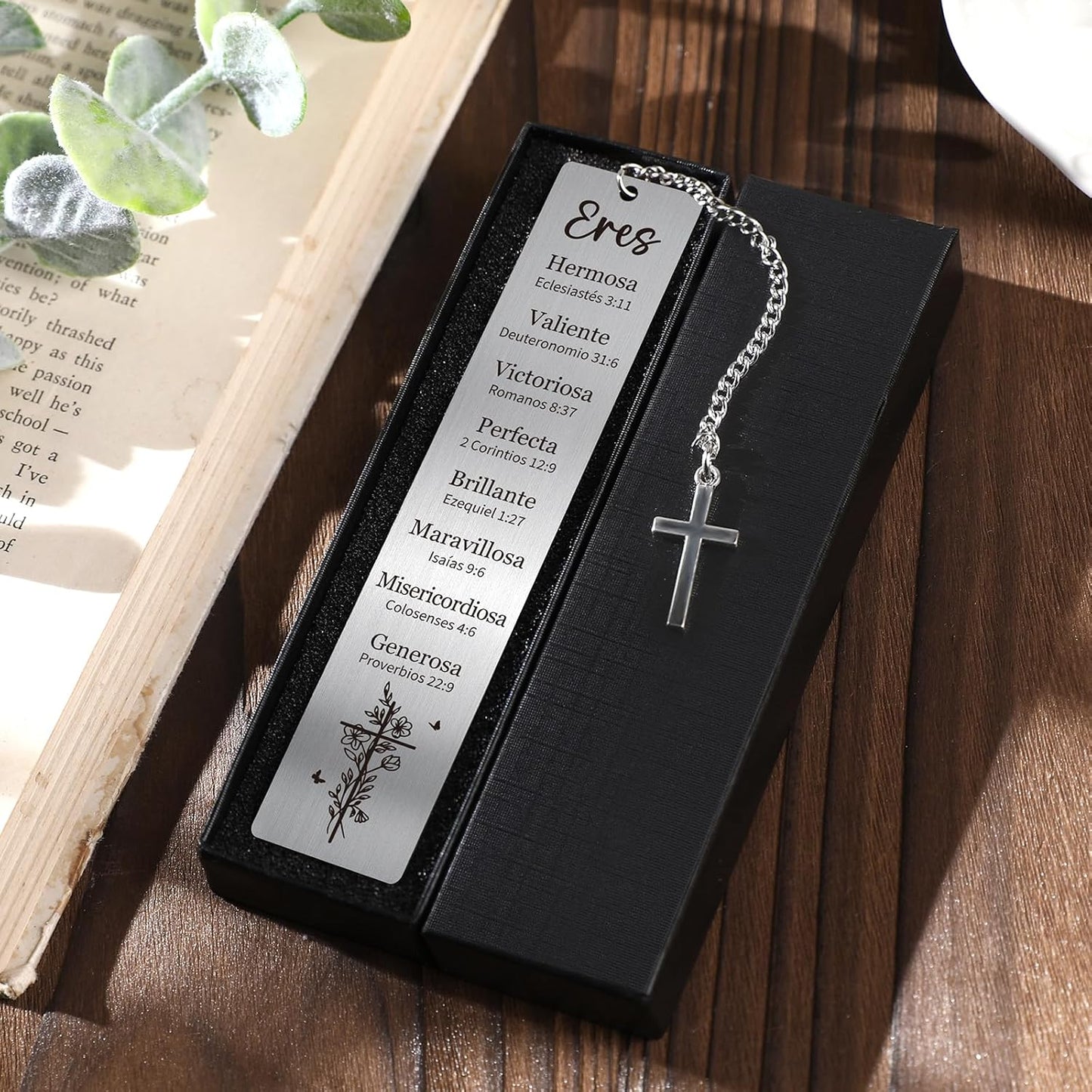 Spanish Christian Bookmark Gifts - Bible Verse Metal Book Marks Religious Biblical Inspirational Page Marker for Reading Women Men Prayer School Birthday Baptism First Communion Graduation