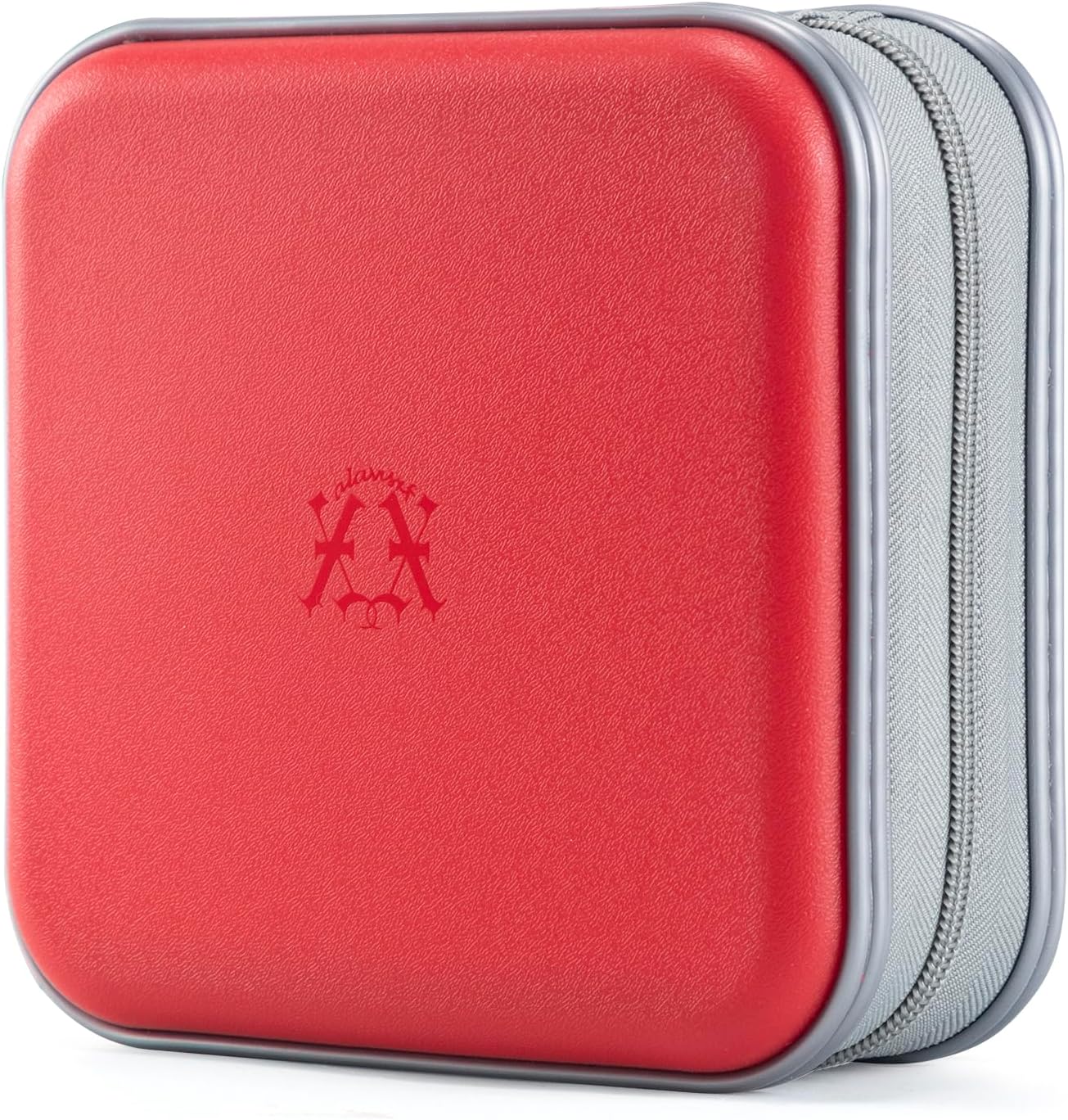 alavisxf xx CD Case, 48 Capacity Hard Plastic DVD Case Portable Zipper CD Holder Large Storage Disc Wallet Bag for Car Home Travel (Red, 48 Capacity)