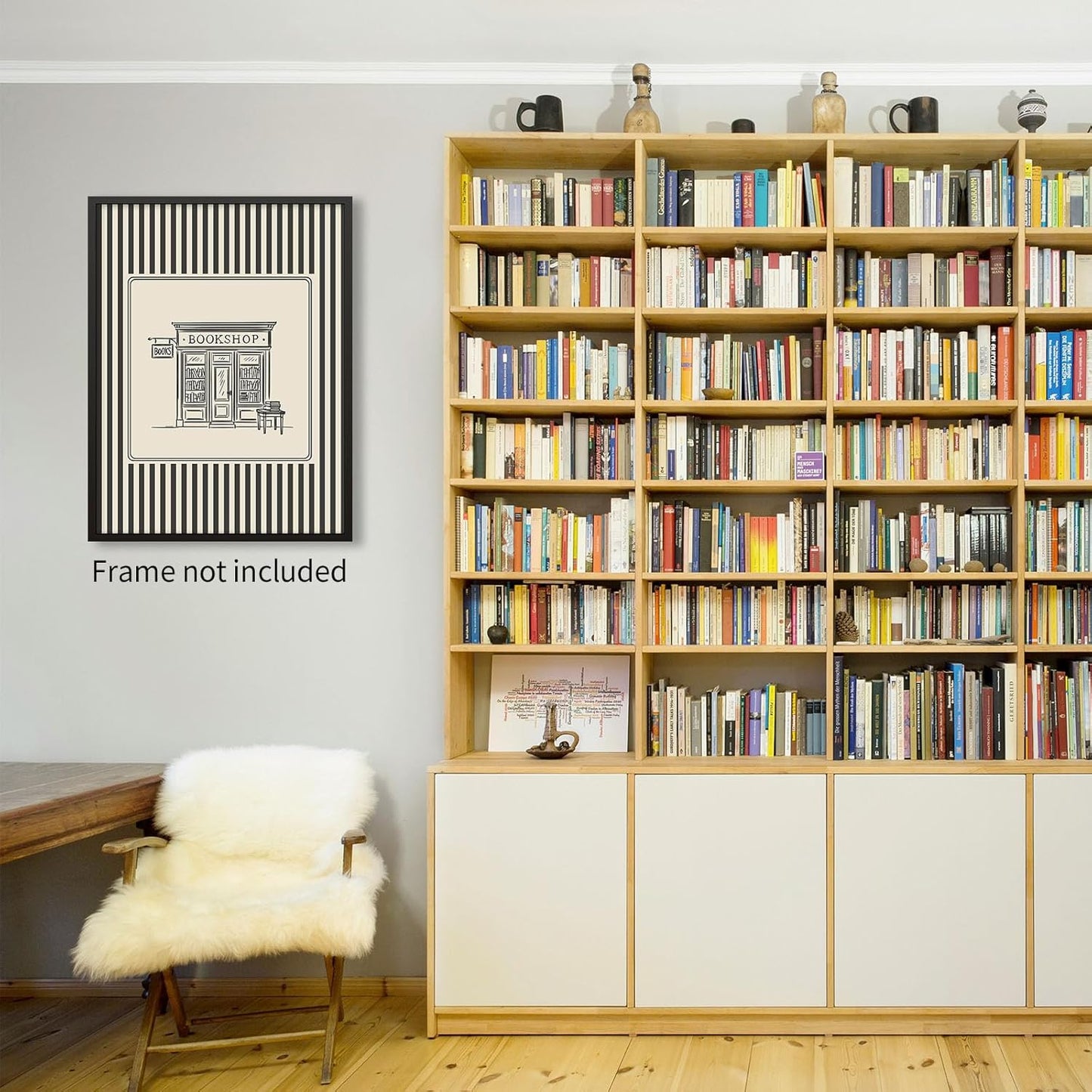 Haitunone Black and White Striped Bookshop Wall Art Vintage Reading Bookish Aesthetic Poster Minimalist Sketch Canvas Prints for Bookstore Library Wall Decor 16X24 inch Unframed