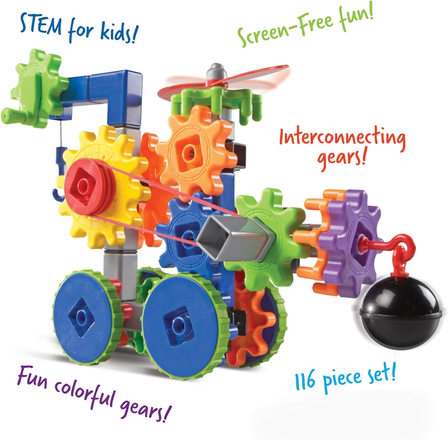 Learning Resources Gears! Gears! Gears! Machines in Motion - Toddler STEM, Building Toys for Kids, Hands-On Construction & Engineering Set, Critical Thinking, Fine Motor Skills
