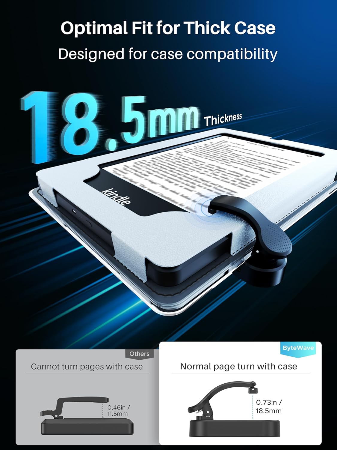 Page Turner for Kindle with Case, 2025 New Remote Control Page Turner for Kindle Paperwhite Oasis, Clicker Accessories for Reading Novel/Comic, Compatible with iPhone, Kobo, iPad, Android Tablet-Black
