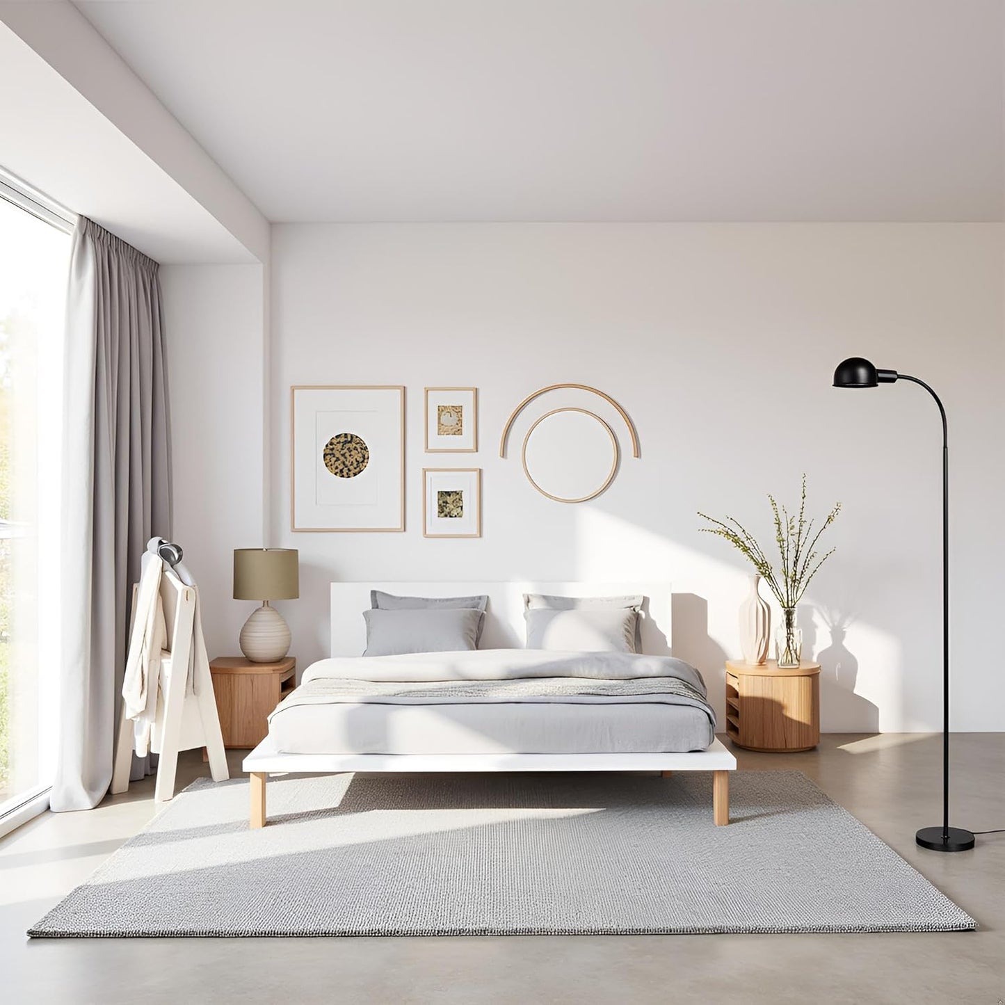 Adjustable LED Floor Lamp with Flexible Gooseneck, Rotatable Shade, E26 Socket, Sturdy 10" Base – Modern Reading Light for Living Room, Bedroom, Office (Black)