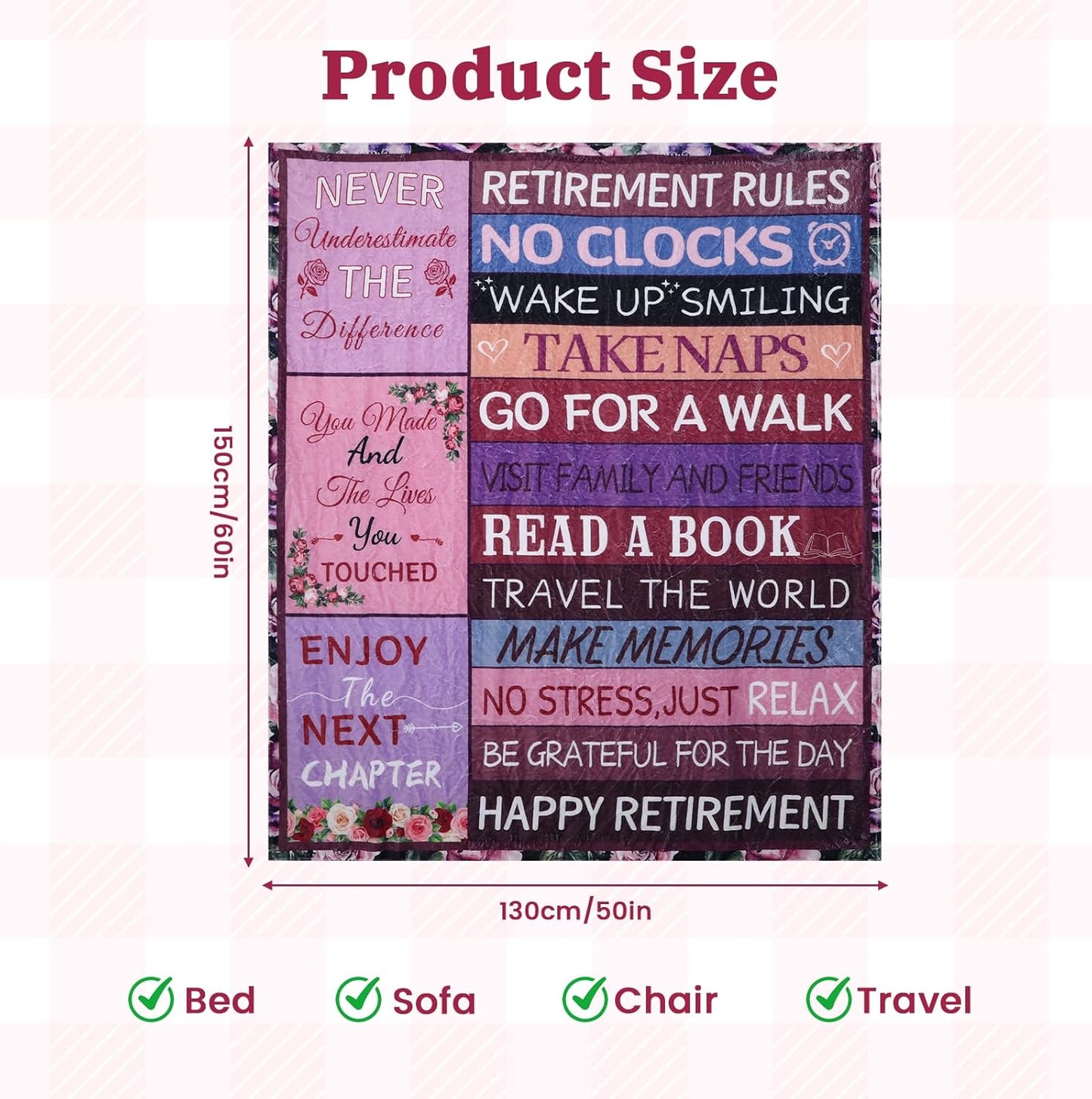 Happy Retirement Gift for Woman 2026 Retirement Blanket 60"X50", Funny Retired Gifts for Women Mom Coworkers Nurse Teacher Retirees, Goodbye Gifts for Coworkers