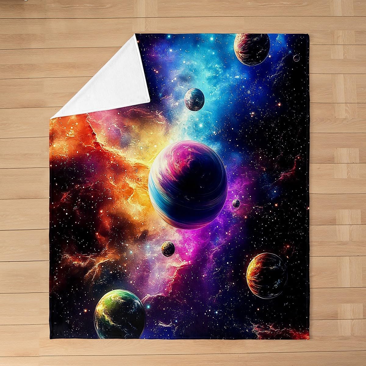 Feelyou Kids Outer Space Flannel Fleece Throw Blanket Twin 60"x80" Solar System Fuzzy Blanket Boys Girls Universe Planets Plush Blanket Galaxy 3D Printed Space All Season Bed Blanket