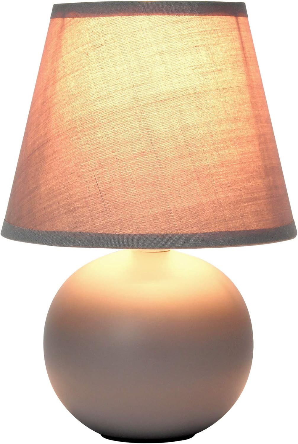 Simple Designs LT2008-GRY Mini Ceramic Globe Table Lamp with Matching Fabric Shade, Gray 5.51 x 5.51 x 8.66