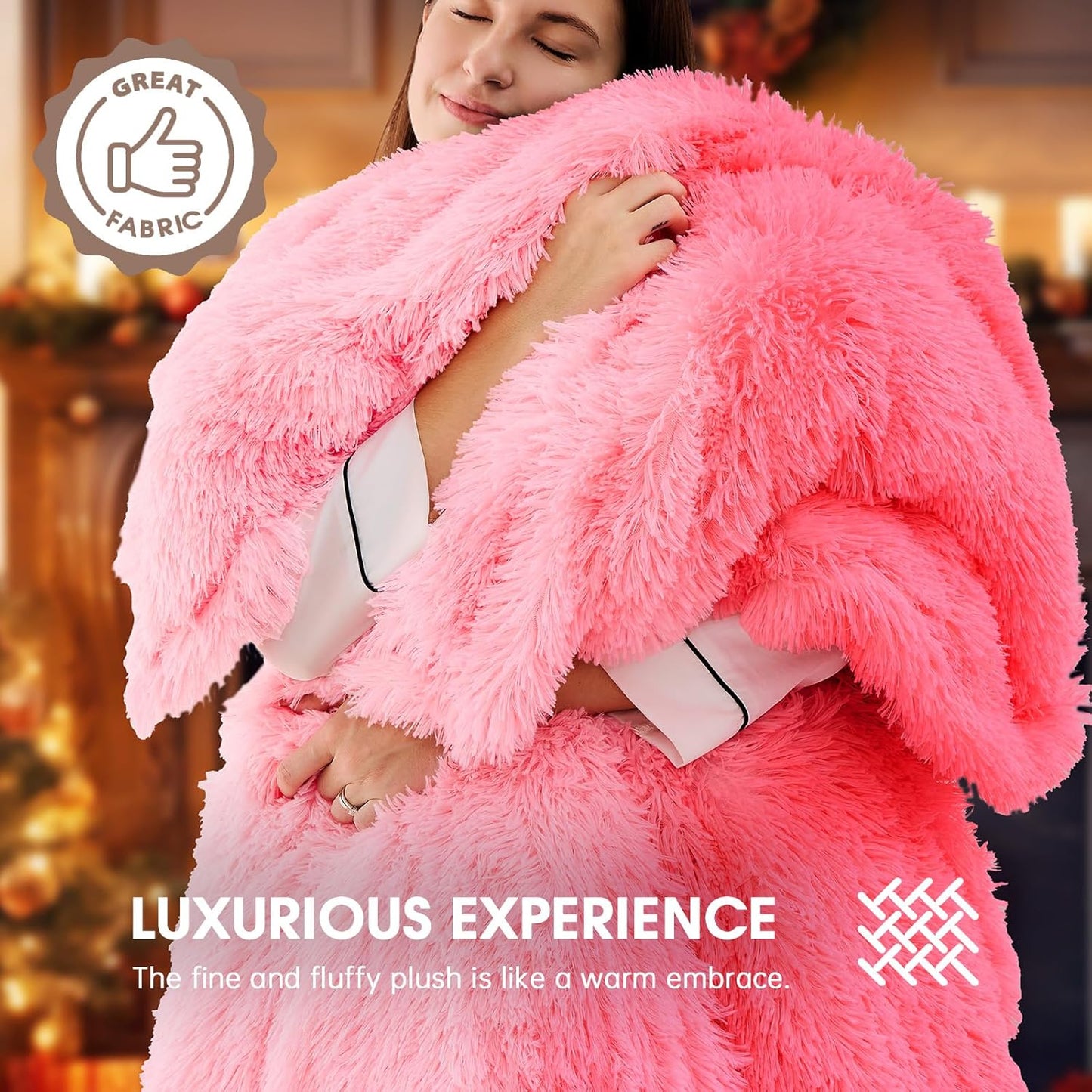 Heated Electric Blanket Twin,Warm Winter Birthday Gifts for Women Her Grandma–Faux Fur with Soft Sherpa,10 Heat Settings,5 Time Settings with Fast Heating, 62x84, Baby Pink