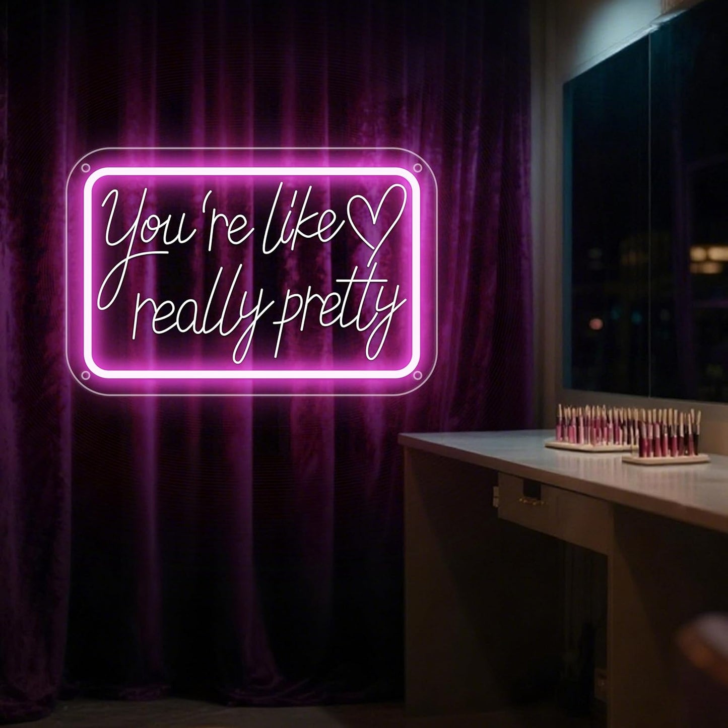 You're Like Really Pretty Neon Signs for Wall Decor, Neon Lights Signs for Bedroom Decor Birthday Gift for Teen Girls Led Neon Sign Pink Neon Sign for Salon, Home, Wedding, Party