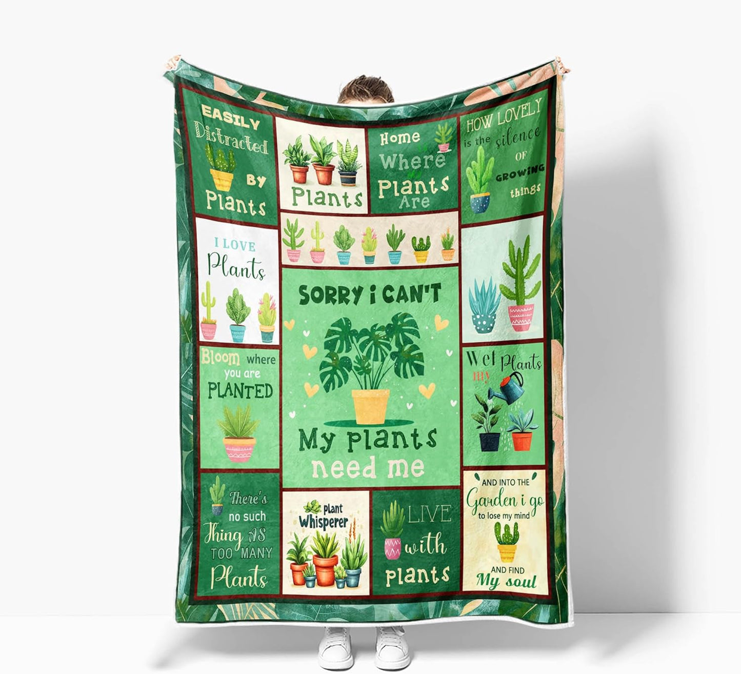 NYMB Gardening Gifts Blanket for Women Lady Mom Cozy Flannel with Adorable Plant - Themed Designs Throw and Blanket for Couch Bed Sofa Unique Presents for Plant Lovers Gardeners Women