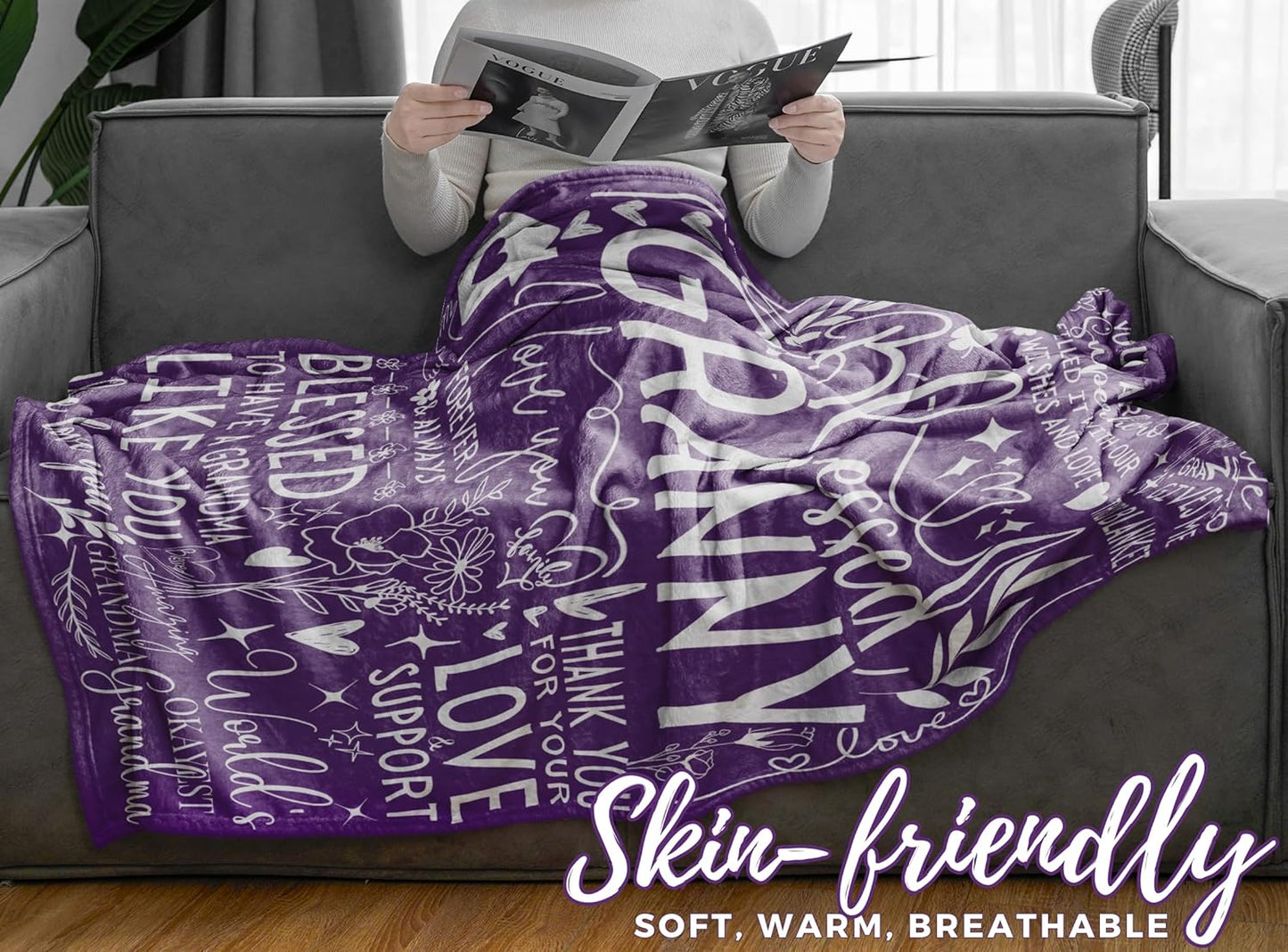 Granny Gifts for Grandma on Mothers Day, Soft Flannel Blanket, 65 x 50 inches