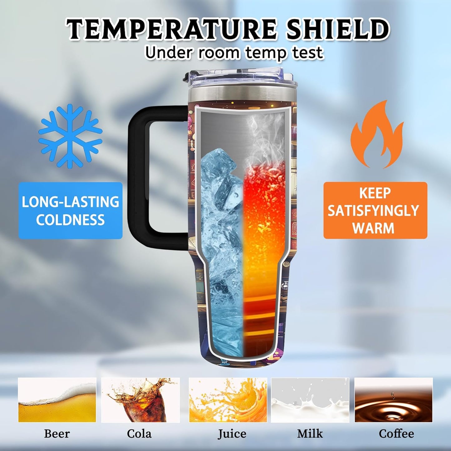 Book Lovers Gifts 30oz Tumbler with Handle and Straw, Book Tumbler for Friend, Bookish Gifts for Women Readers Librarian, Book Accessories Travel Mug, Birthday Valentines Day Gift for Her, 1 Pcs