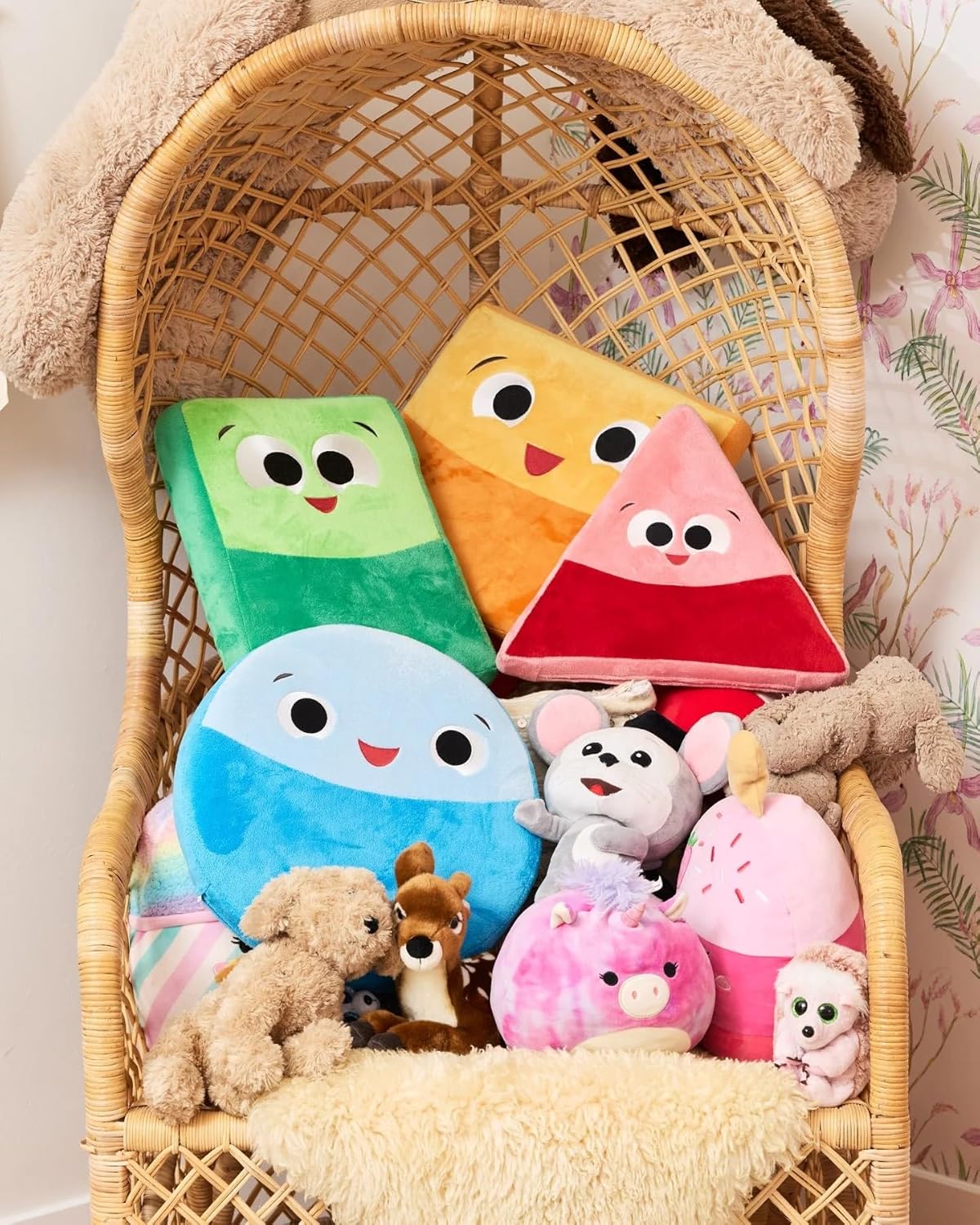 ABCmouse Shapeys Trina Triangle Plush Pillow – Soft Two-Tone Pink Learning Buddy for Kids Ages 3+, Triangle Shape Recognition, Back & Arm Support, Geometry Learning, Reading & Learning Comfort