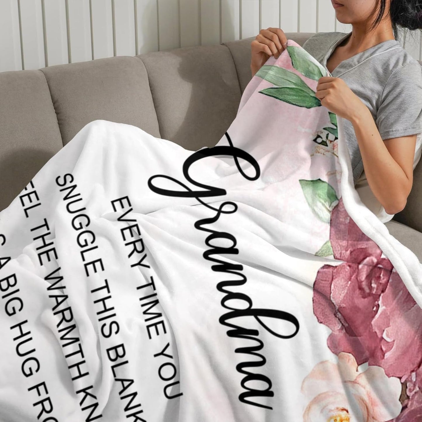Grandma Gifts for Birthday, Grandma Blanket from Grandkids, Gifts for Grandmas, Gift for Grandmother Birthday, Mothers Day, Christmas, Soft Flannel Throw Blanket, 60"x50"